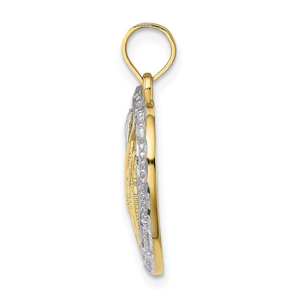 Million Charms 10K Yellow Gold Themed With Rhodium-Plated Bead Trim #1 Mom In Heart Charm