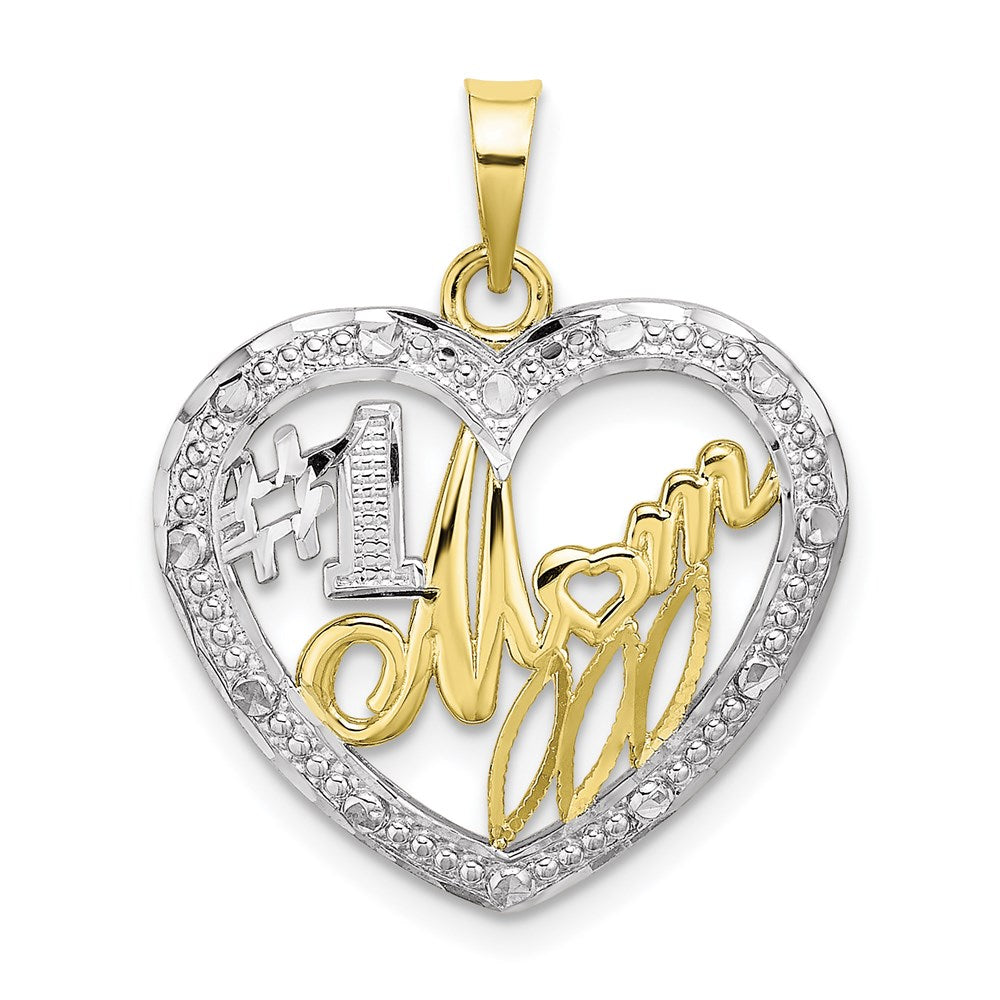 Million Charms 10K Yellow Gold Themed With Rhodium-Plated Bead Trim #1 Mom In Heart Charm