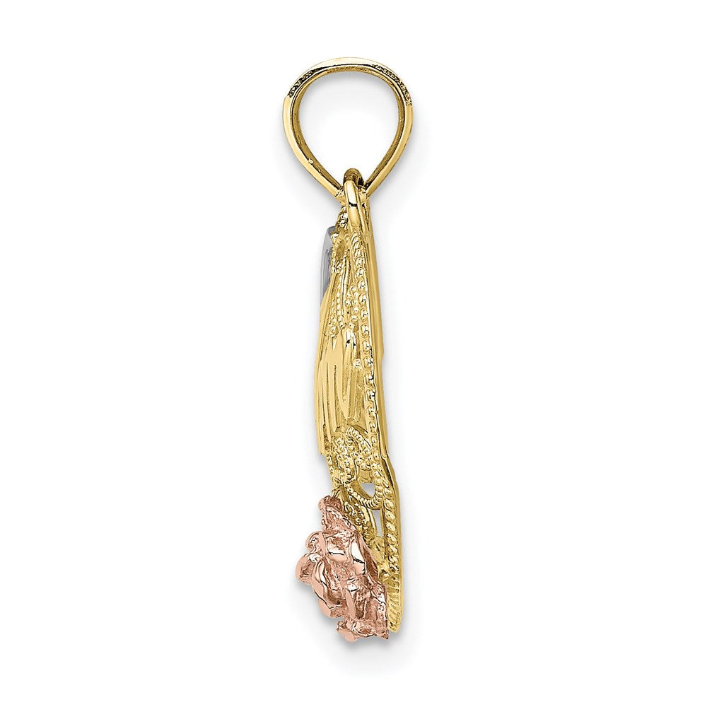Million Charms 10K Yellow & Rose Gold Themed With Rhodium-Plated #1 Mom Heart Charm