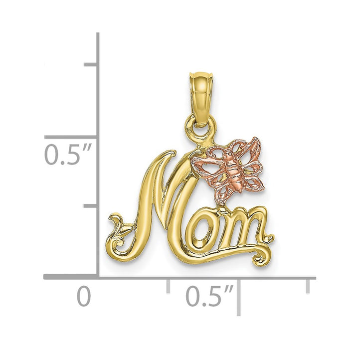 Million Charms 10K Two-Tone Mom With Butterfly Charm