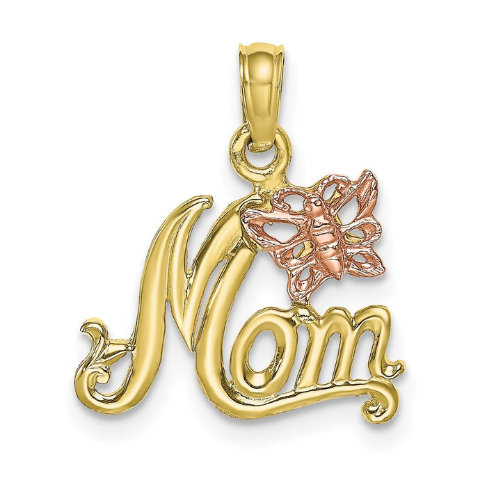 Million Charms 10K Two-Tone Mom With Butterfly Charm