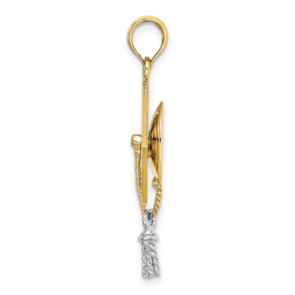 Million Charms 10K 3-D Graduation Cap With Rhodium-Plated Moveable Tassle Charm