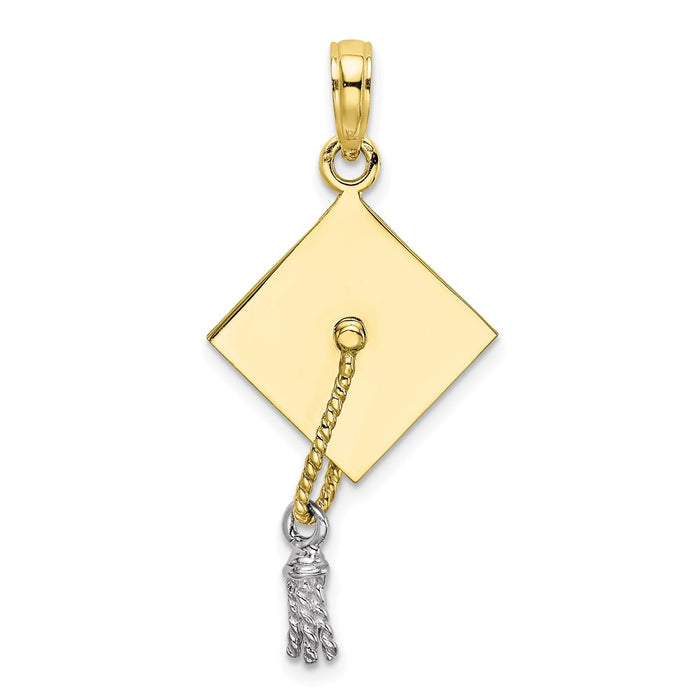 Million Charms 10K 3-D Graduation Cap With Rhodium-Plated Moveable Tassle Charm