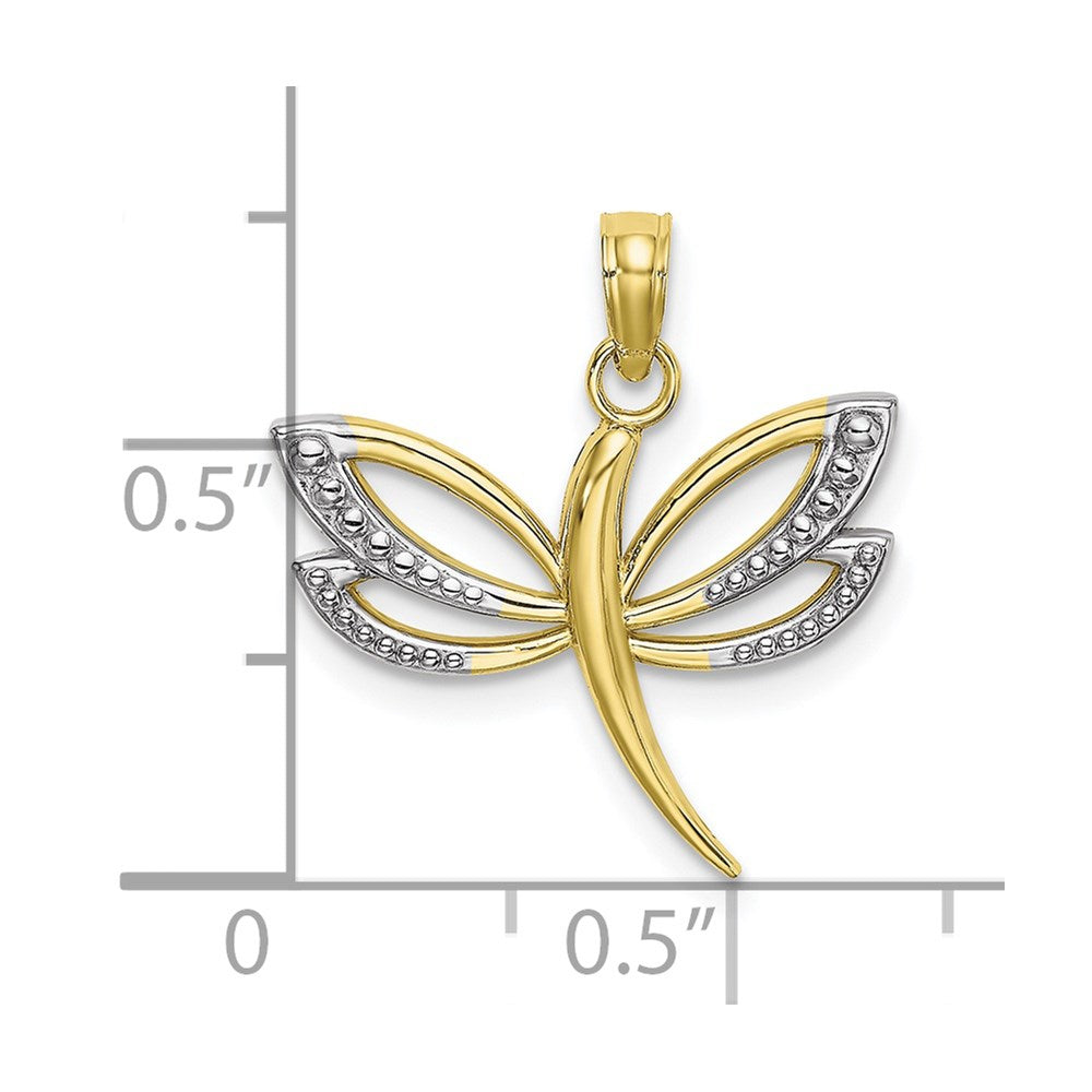 Million Charms 10K & Rhodium-Plated Textured Dragonfly Charm