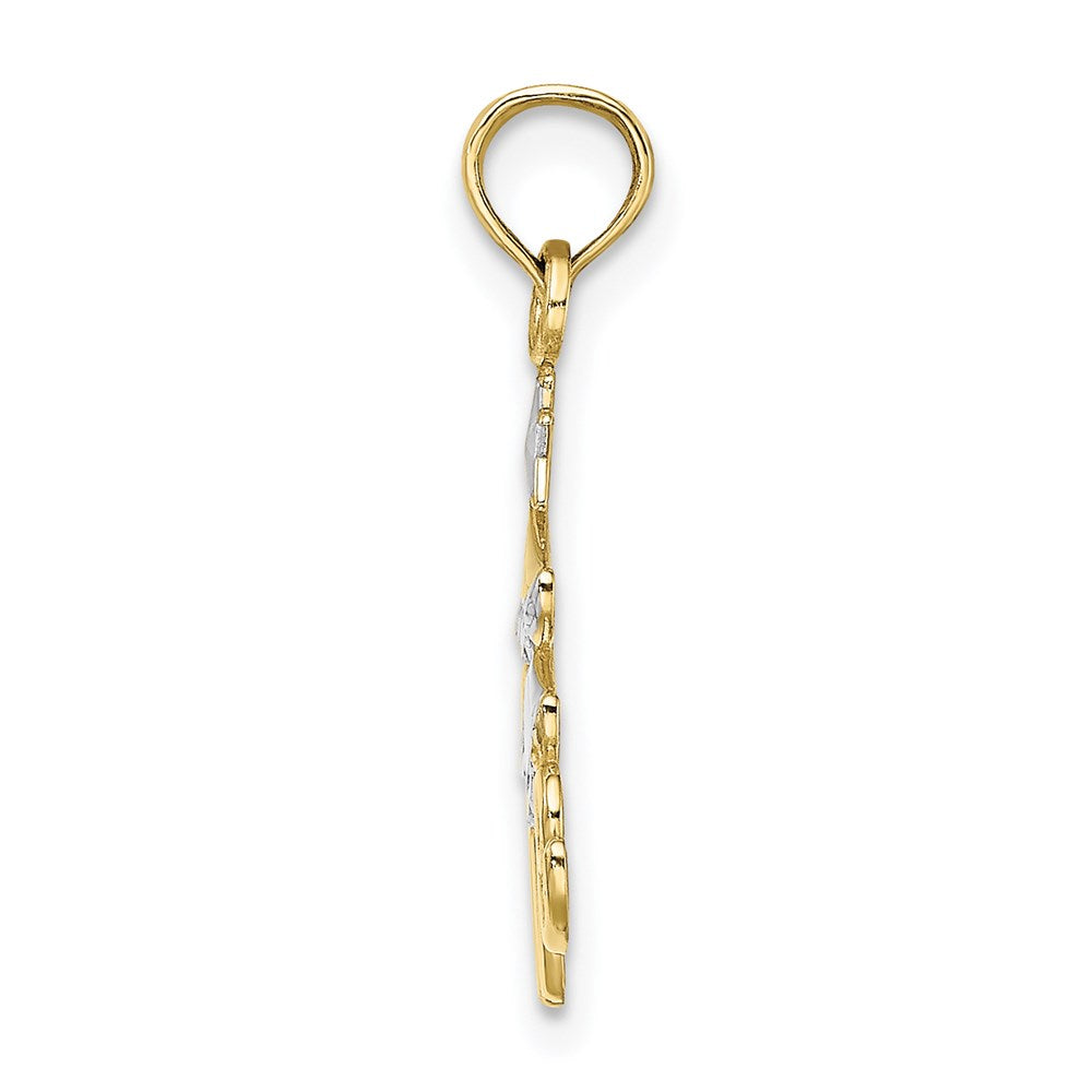 Million Charms 10K Yellow Gold Themed With Rhodium-Plated Christmas Tree Charm