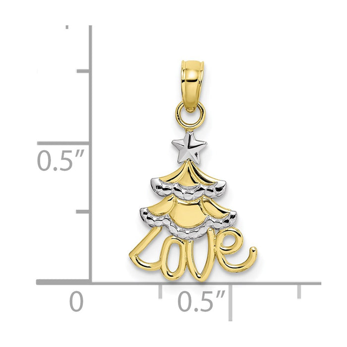 Million Charms 10K Yellow Gold Themed With Rhodium-Plated Christmas Tree Charm