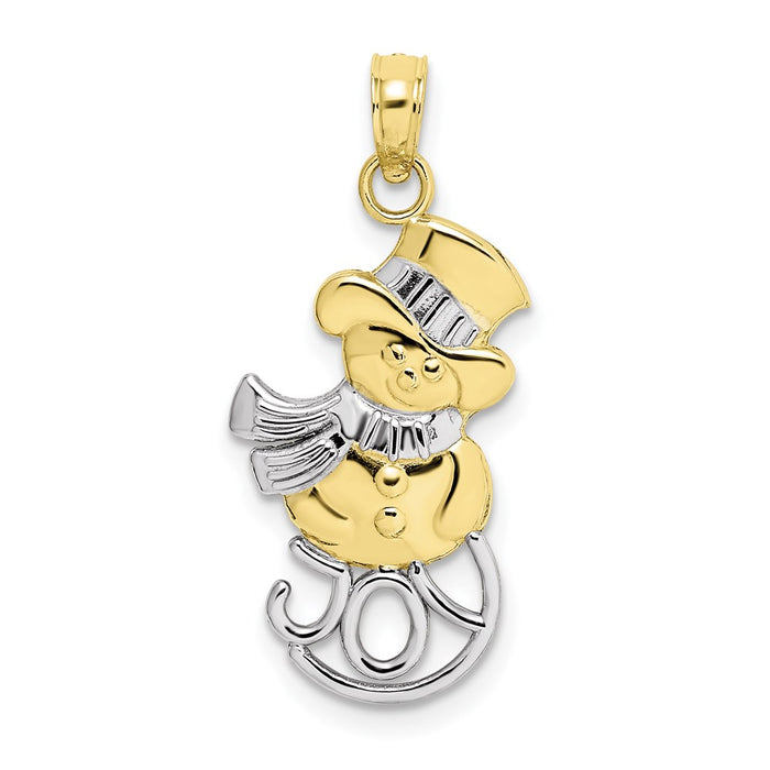 Million Charms 10K Yellow Gold Themed, Rhodium-plated Snowman & Joy Pendant