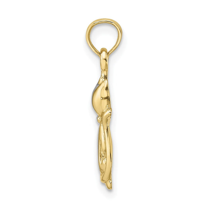 Million Charms 10K Yellow Gold Themed With Rhodium-Plated Polished Cat & Kitten Charm