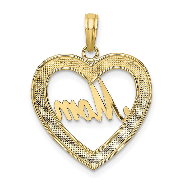 Million Charms 10K Yellow Gold Themed With Rhodium-plated & Diamond-Cut Heart Frame Mom Charm