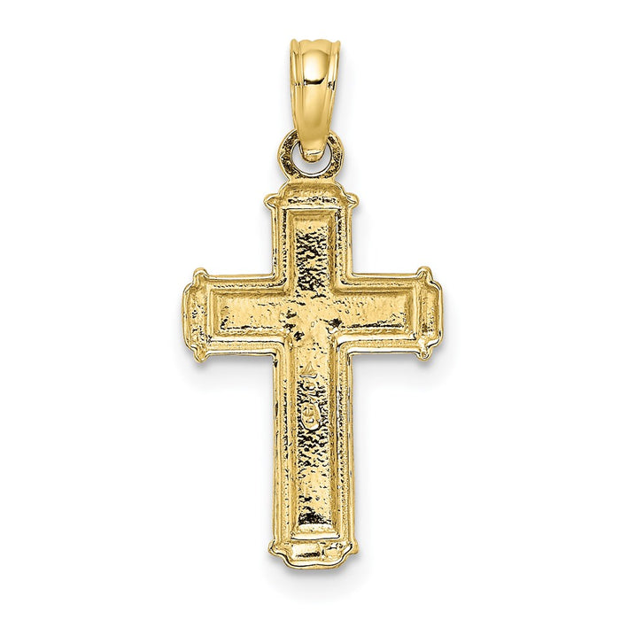 Million Charms 10K With Rhodium-Plated & Polished Block Relgious Crucifix Inri Charm