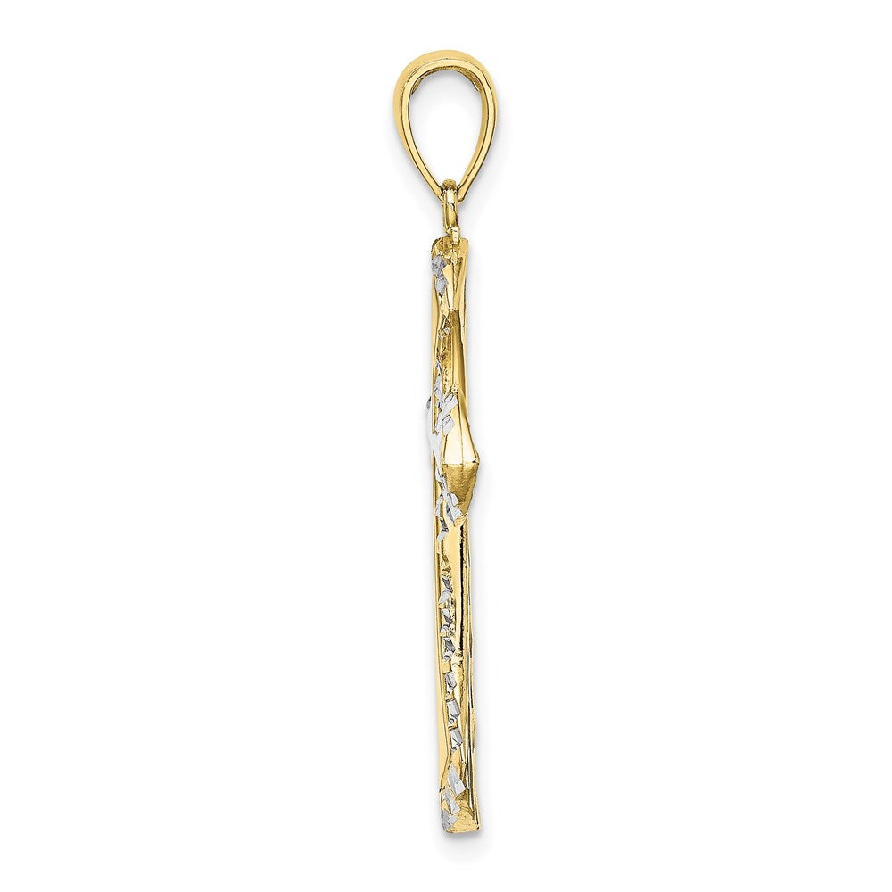 Million Charms 10K Yellow Gold Themed With Rhodium-Plated & Diamond-Cut Reversible Relgious Cross Charm