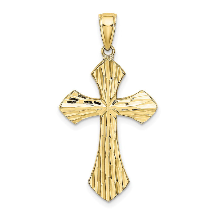 Million Charms 10K Yellow Gold Themed With Rhodium-Plated & Diamond-Cut Reversible Relgious Cross Charm