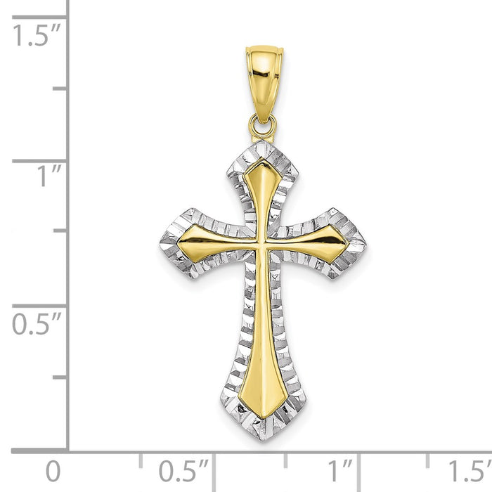 Million Charms 10K Yellow Gold Themed With Rhodium-Plated & Diamond-Cut Reversible Relgious Cross Charm