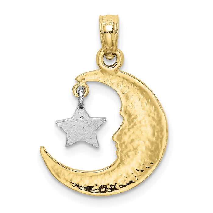 Million Charms 10K Two-Tone Polished Open-Backed Half Moon & Star Pendant