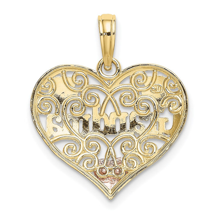 Million Charms 10K Two-Tone & White Rhodium-plated Polished Grandma In Filigree Heart Pendant