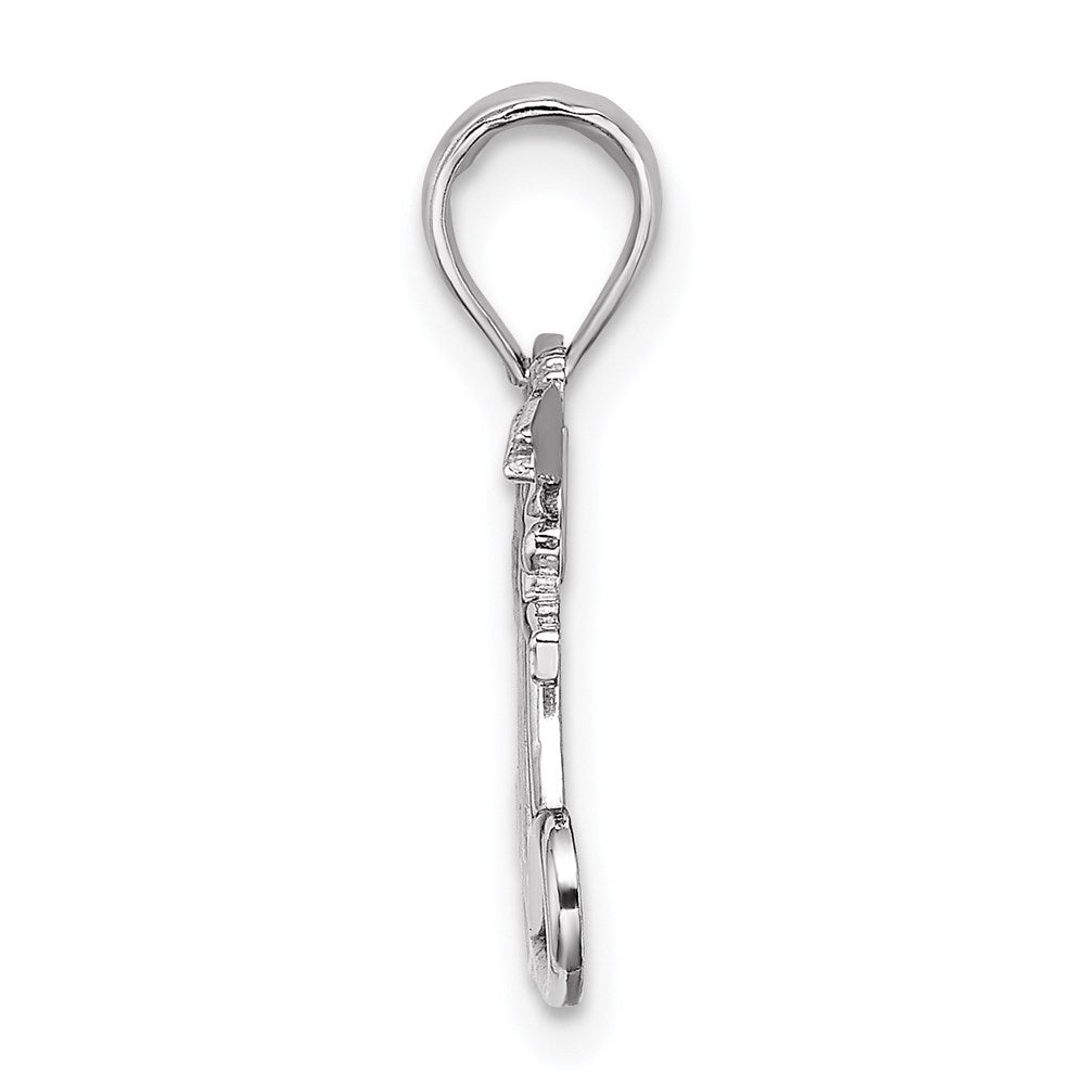 Million Charms 10K White Gold Themed Polished Mom With Heart & Angels Pendant