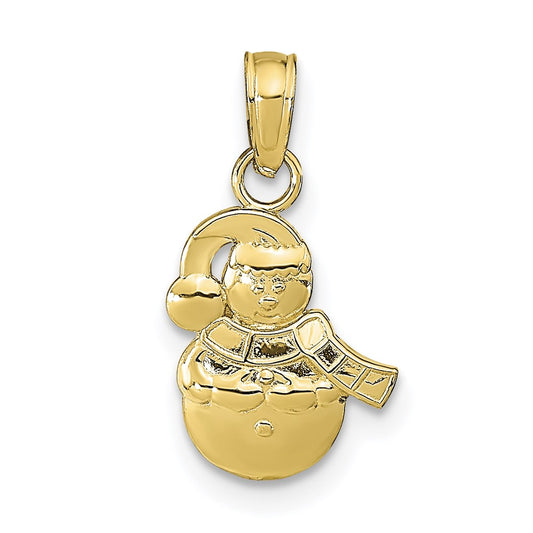 Million Charms 10K Yellow Gold Themed Snowman Pendant