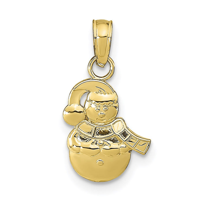 Million Charms 10K Yellow Gold Themed Snowman Pendant