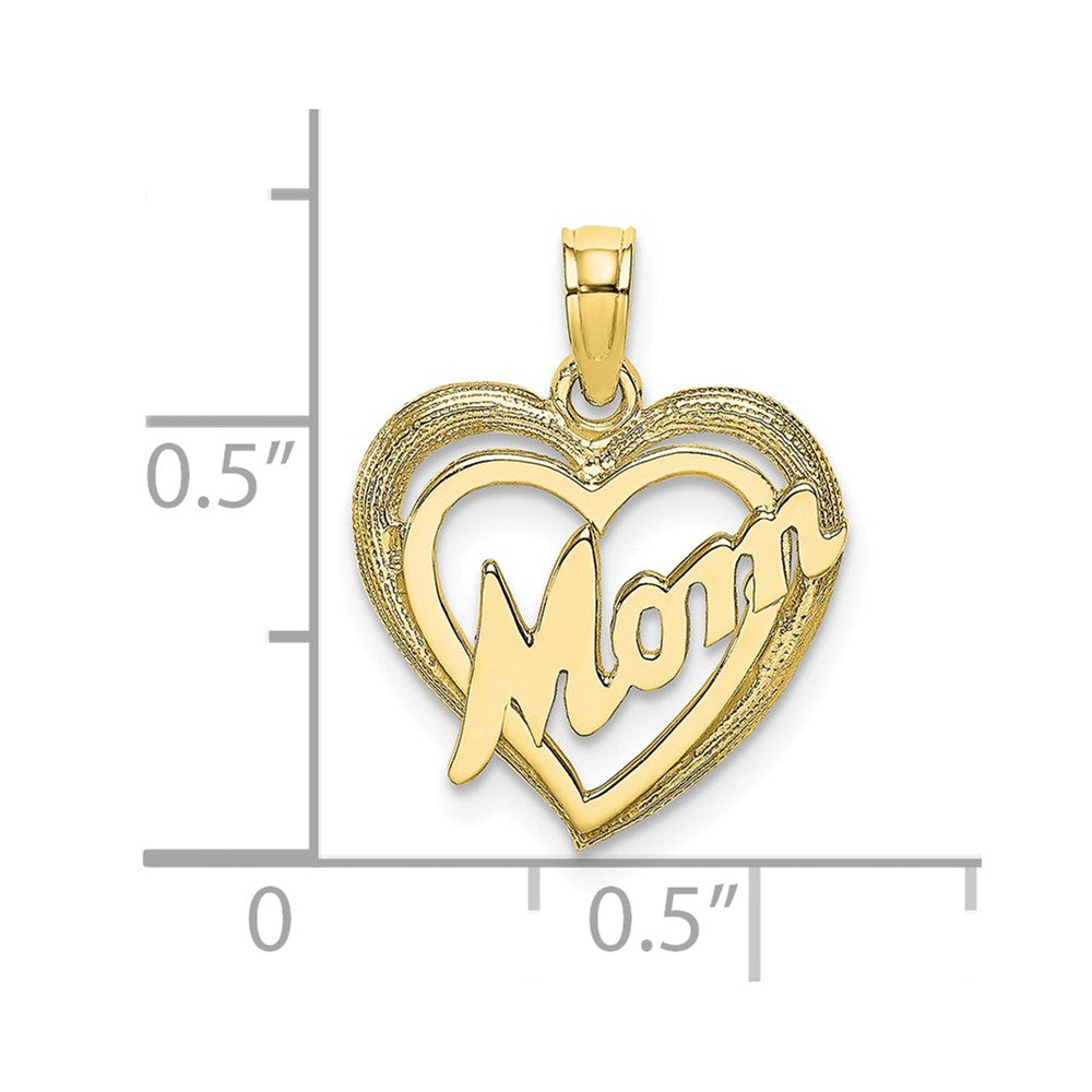 Million Charms 10K Yellow Gold Themed Mom Inside Heart Charm