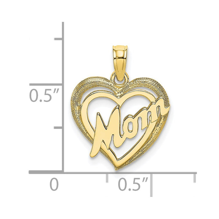 Million Charms 10K Yellow Gold Themed Mom Inside Heart Charm