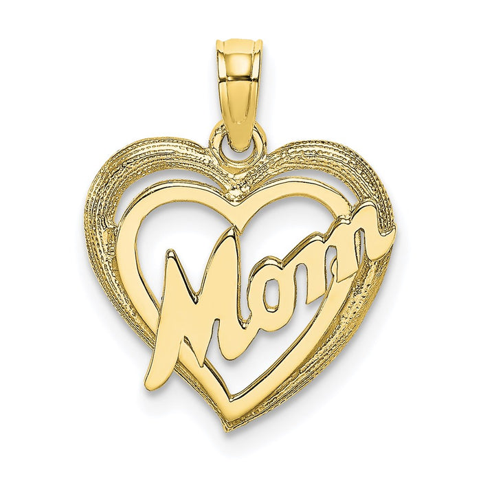 Million Charms 10K Yellow Gold Themed Mom Inside Heart Charm