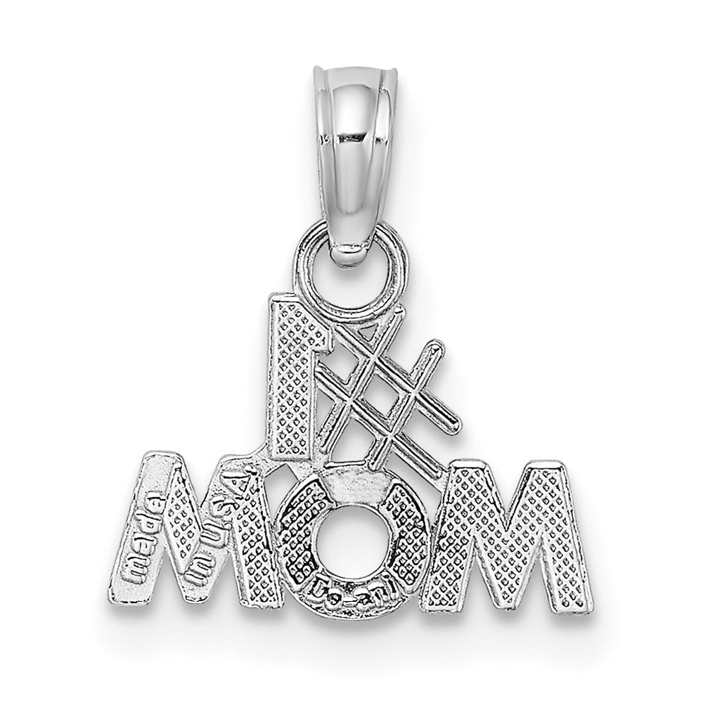 Million Charms 10K White Gold Themed Polished #1 Mom Pendant