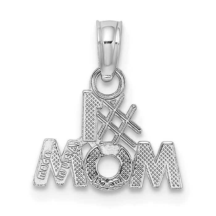 Million Charms 10K White Gold Themed Polished #1 Mom Pendant