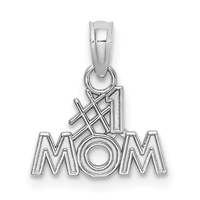 Million Charms 10K White Gold Themed Polished #1 Mom Pendant