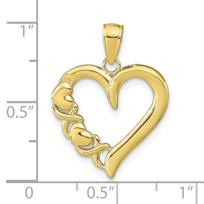 Million Charms 10K Yellow Gold Themed Polished Heart & X Heart Pendant