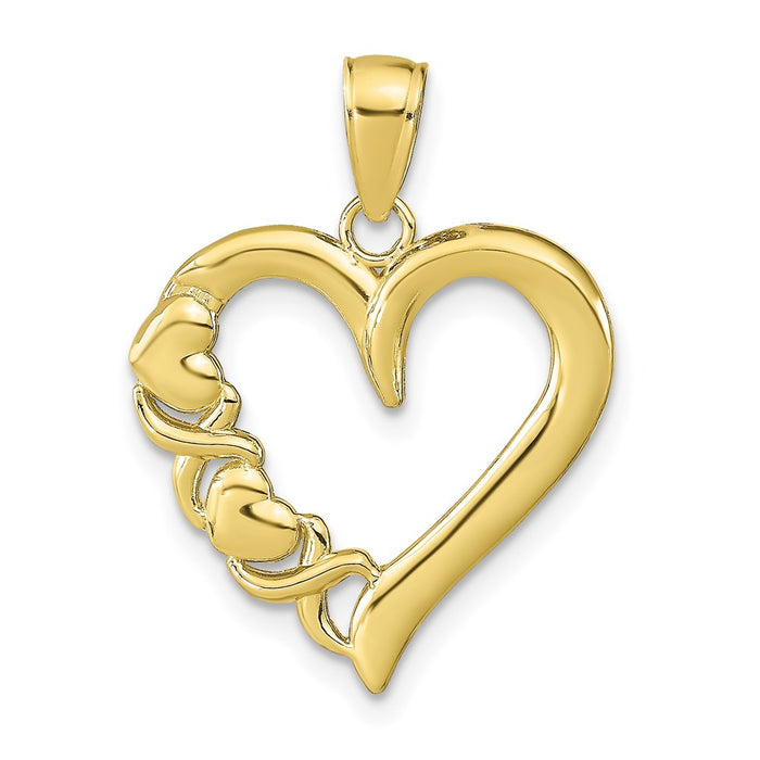 Million Charms 10K Yellow Gold Themed Polished Heart & X Heart Pendant