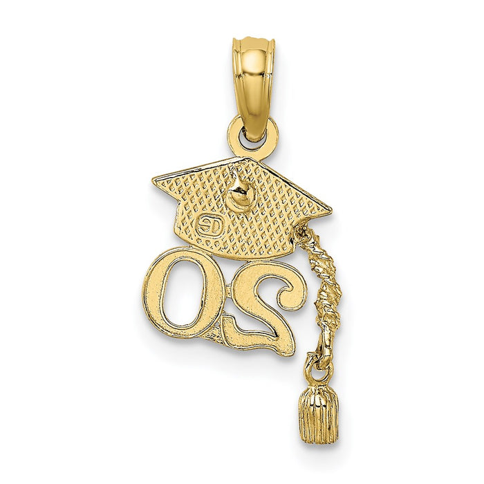 Million Charms 10K Yellow Gold Themed Graduation Cap 20 With Dangling Tassle Charm