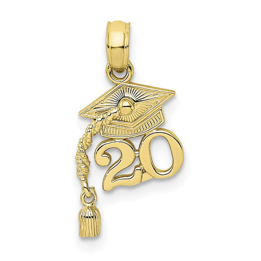 Million Charms 10K Yellow Gold Themed Graduation Cap 20 With Dangling Tassle Charm