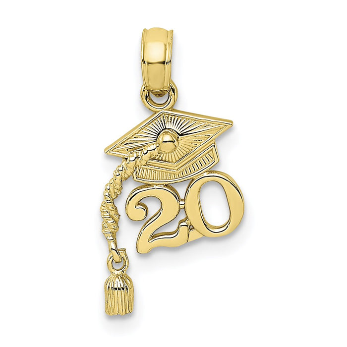 Million Charms 10K Yellow Gold Themed Graduation Cap 20 With Dangling Tassle Charm