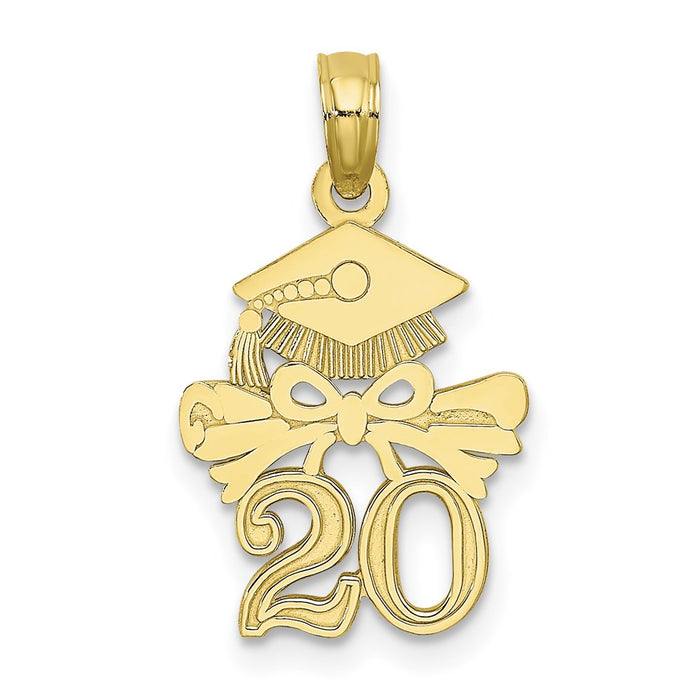 Million Charms 10K Yellow Gold Themed Graduation Cap & Diploma - 20 Charm