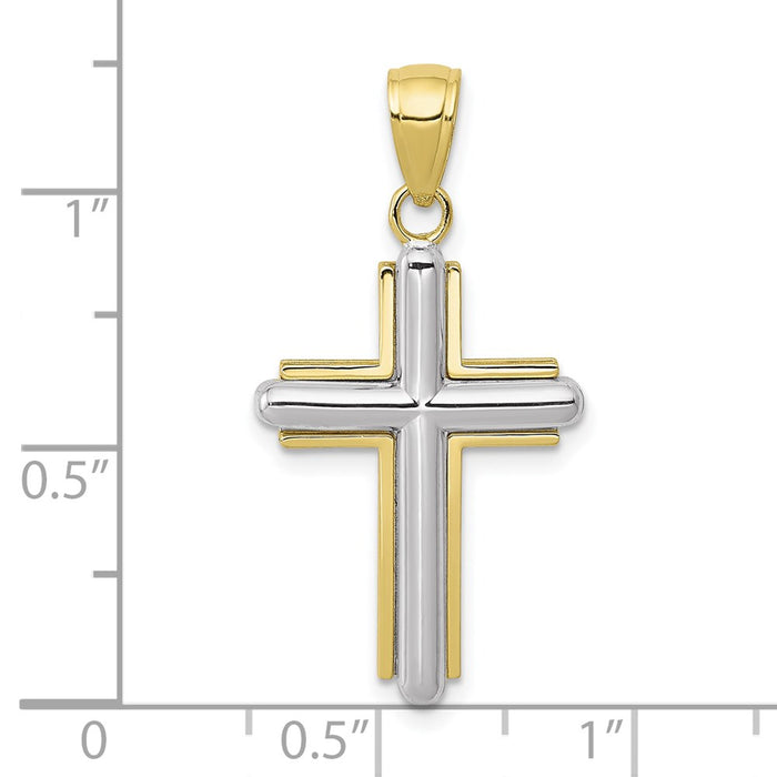 Million Charms 10K Two-Tone Polished Relgious Cross Pendant