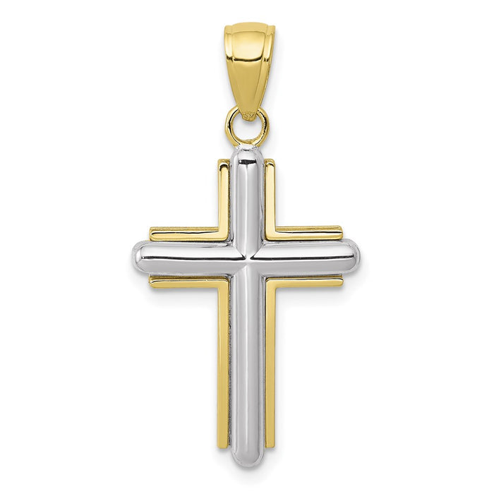 Million Charms 10K Two-Tone Polished Relgious Cross Pendant