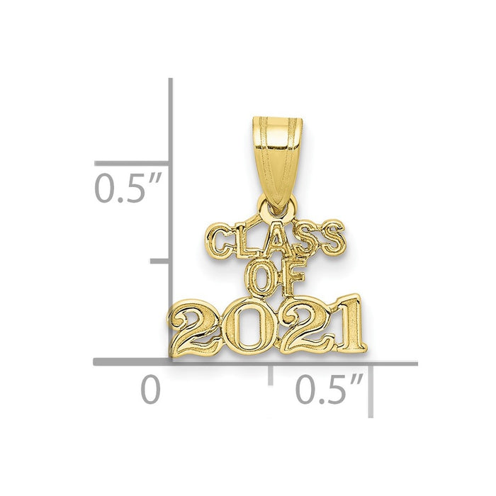 Million Charms 10K Yellow Gold  Block CLASS OF 2021 Graduation Necklace Charm Pendant