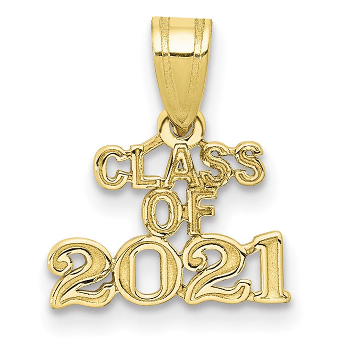 Million Charms 10K Yellow Gold  Block CLASS OF 2021 Graduation Necklace Charm Pendant