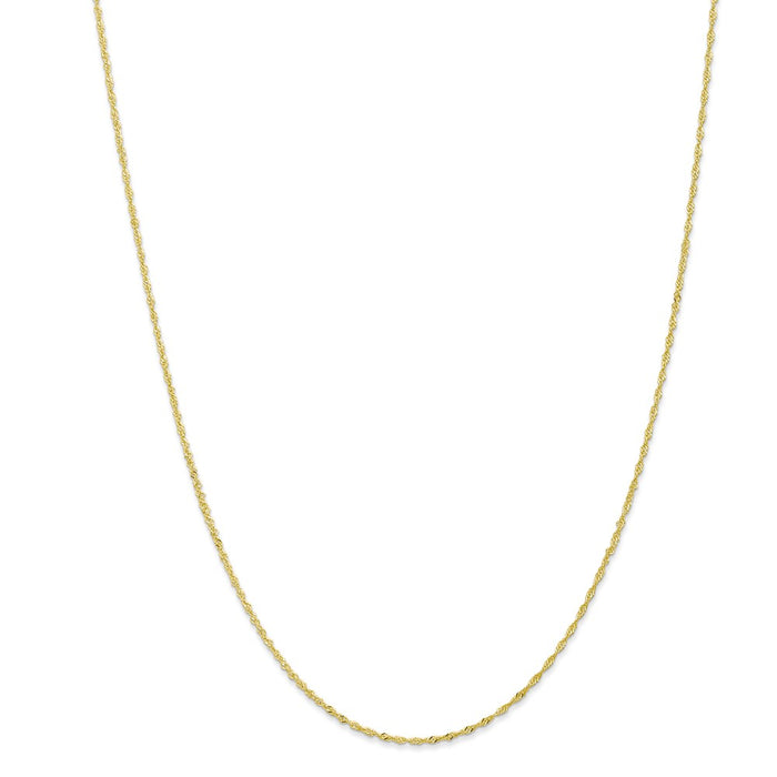 Million Charms 10k Yellow Gold, Necklace Chain, 1.10mm Singapore Chain, Chain Length: 24 inches