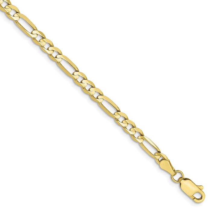 Million Charms 10k Yellow Gold 4mm Light Concave Figaro Chain, Chain Length: 7 inches