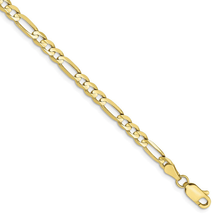 Million Charms 10k Yellow Gold 4mm Light Concave Figaro Chain, Chain Length: 8 inches