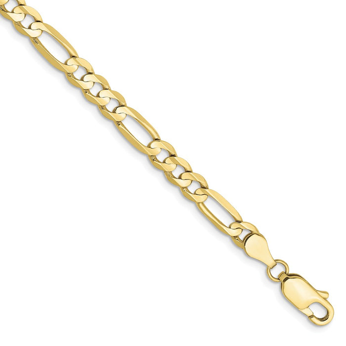 Million Charms 10k Yellow Gold 4.5mm Light Concave Figaro Chain, Chain Length: 8 inches