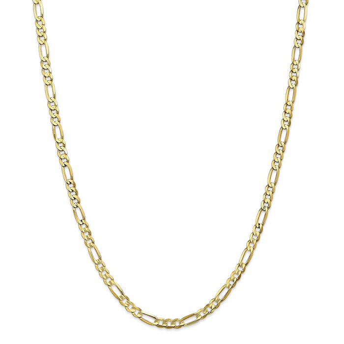 Million Charms 10k Yellow Gold, Necklace Chain, 4.5mm Light Concave Figaro Chain, Chain Length: 22 inches