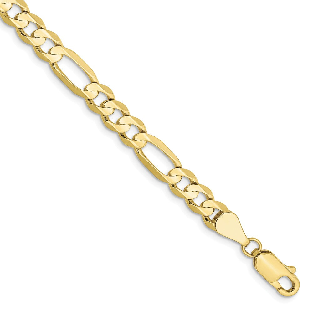 Million Charms 10k Yellow Gold 5.5mm Light Concave Figaro Chain, Chain Length: 7 inches