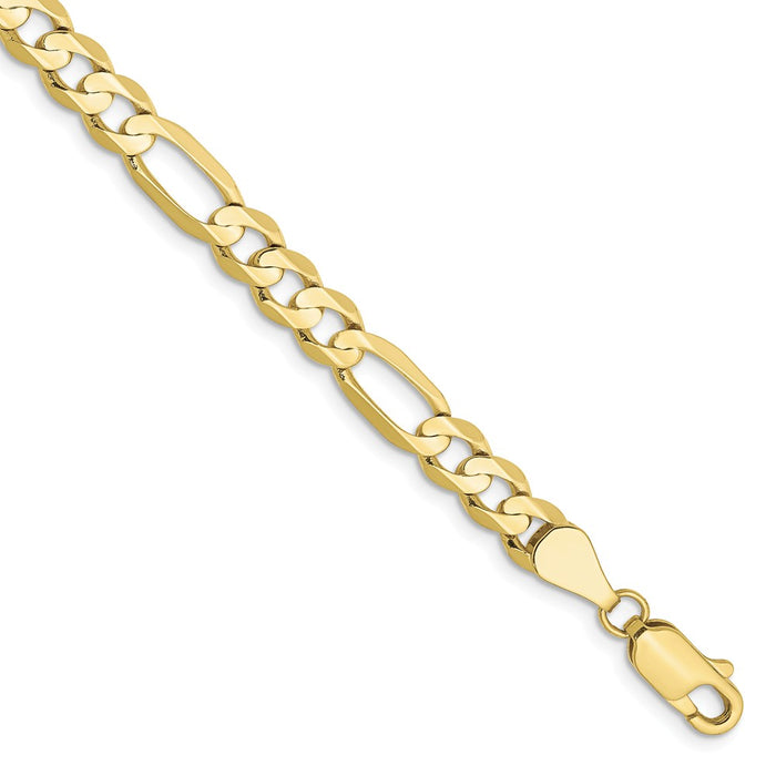 Million Charms 10k Yellow Gold 5.5mm Light Concave Figaro Chain, Chain Length: 9 inches