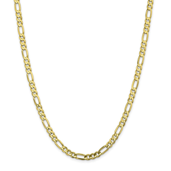 Million Charms 10k Yellow Gold, Necklace Chain, 5.5mm Light Concave Figaro Chain, Chain Length: 26 inches