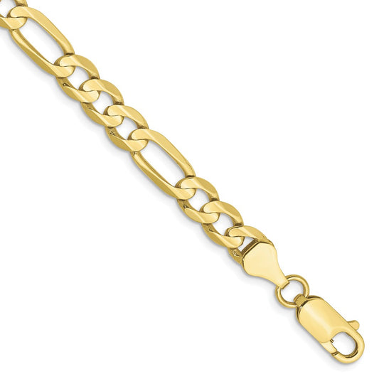 Million Charms 10k Yellow Gold 6mm Light Concave Figaro Chain, Chain Length: 8 inches