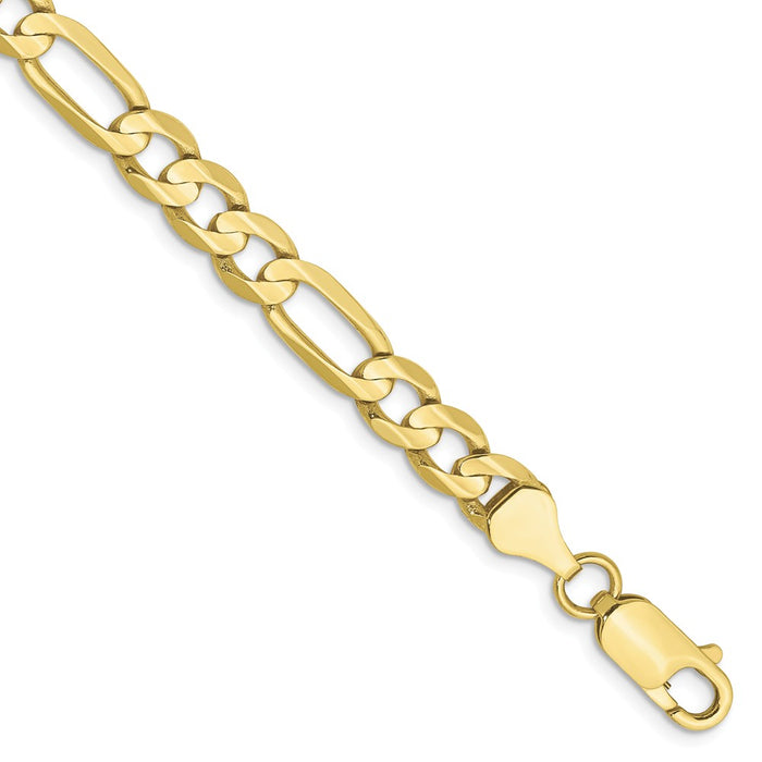 Million Charms 10k Yellow Gold 6mm Light Concave Figaro Chain, Chain Length: 7 inches