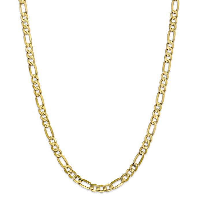 Million Charms 10k Yellow Gold, Necklace Chain, 6mm Light Concave Figaro Chain, Chain Length: 22 inches