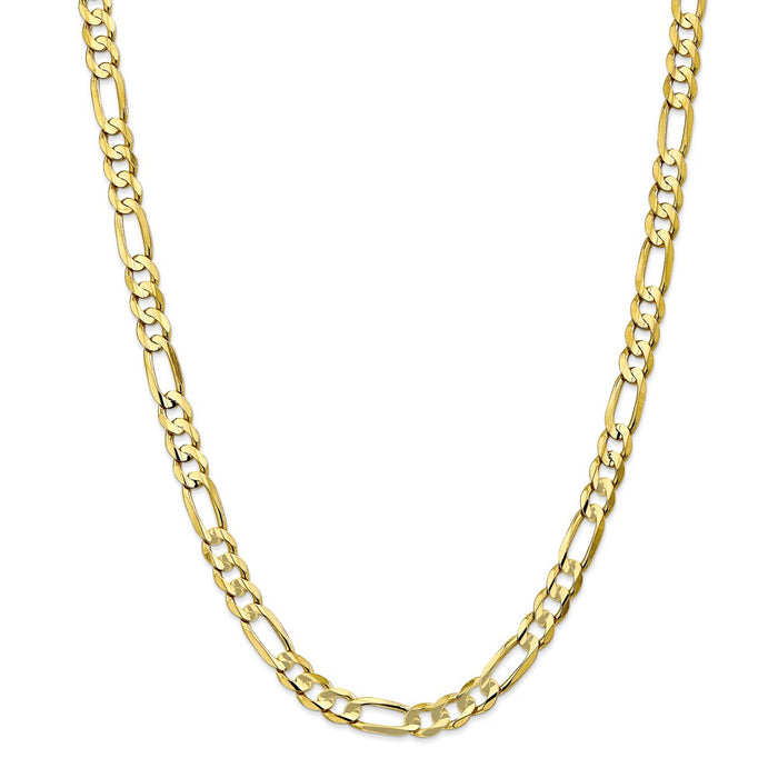 Million Charms 10k Yellow Gold, Necklace Chain, 6.75mm Light Concave Figaro Chain, Chain Length: 26 inches